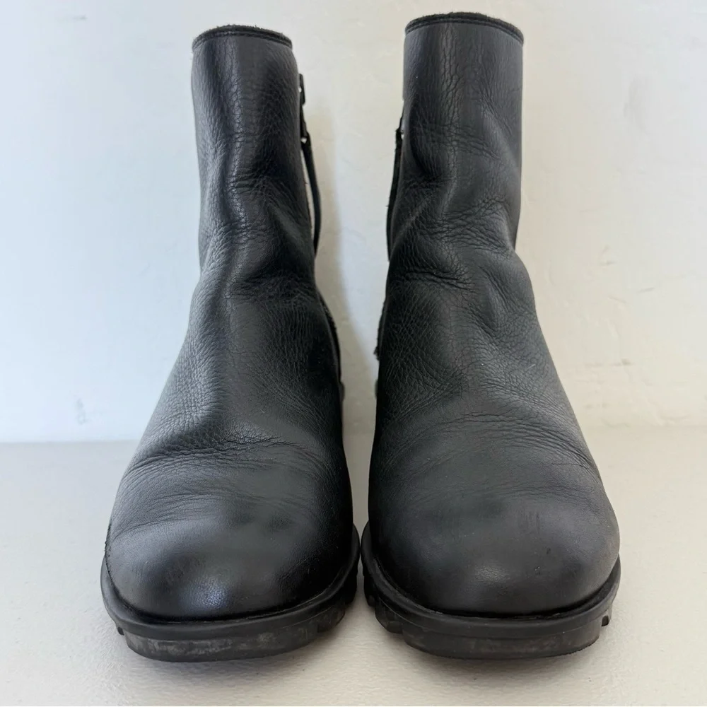 SOREL Phoenix Waterproof Black Pebbled Leather Zip Boot Women’s Size 9
